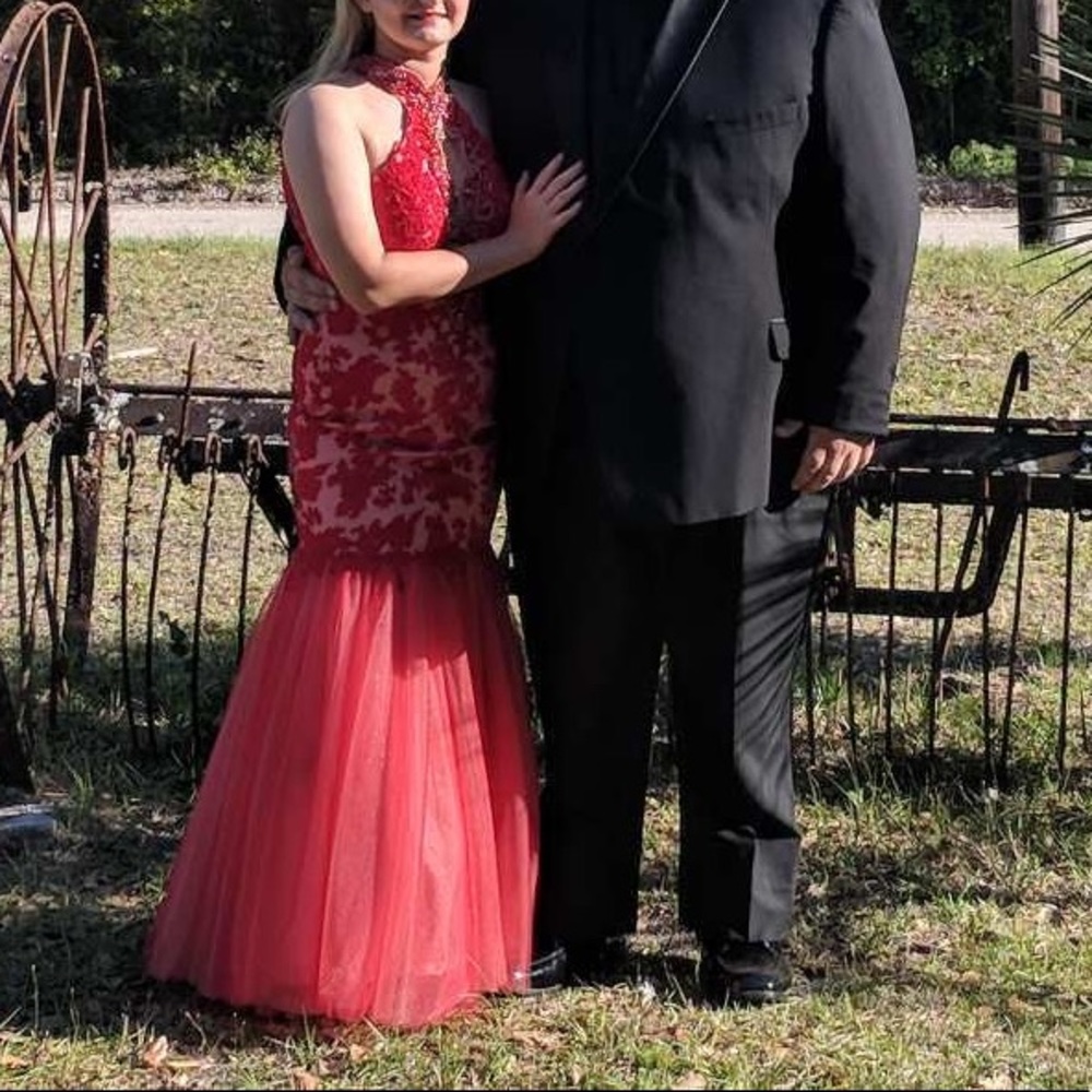 Red mermaid prom dress